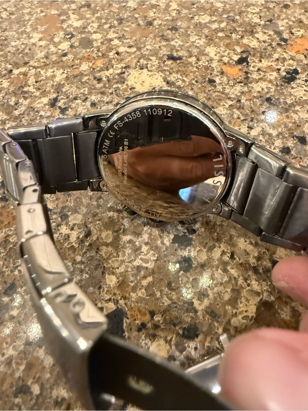 Fossil Men's chronograph watch, gunmetal/navy. EUC - Picture 3 of 5